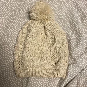 White knit beanie from Anthropology